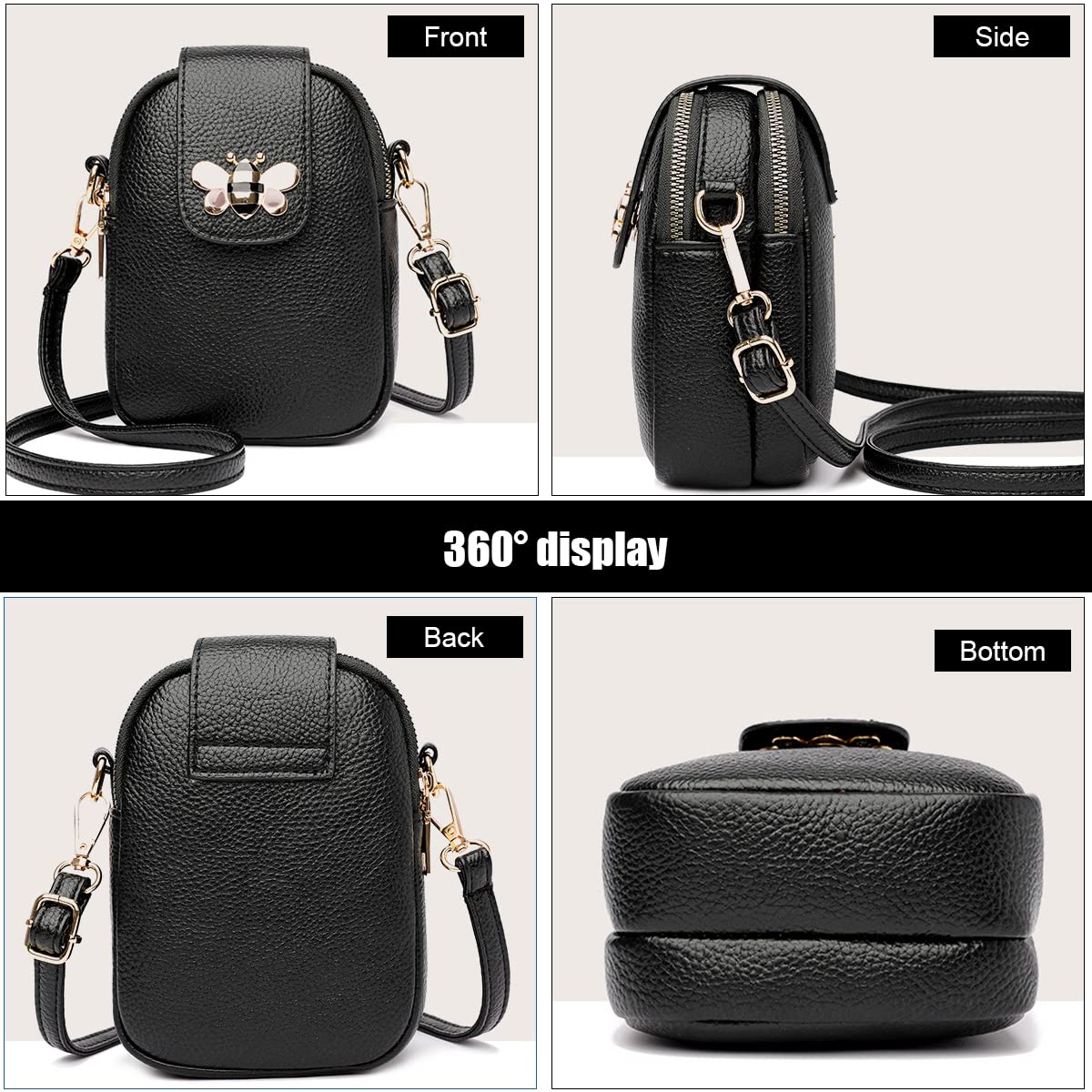 PALAY Small Crossbody Phone Bag for Women PU Leather Shoulder Bag, Classic Solid Color Women Purse Cross Body Bag, Practical Multi-Layer Zipper Pouch PALAY Small Crossbody Phone Bag for Women PU Leather Shoulder Bag, Classic Solid Color Women Purse Cross Body Bag, Practical Multi-Layer Zipper Pouch